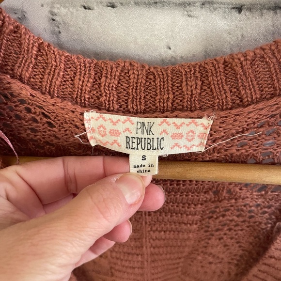Women’s Pink Republic pinkish orange open front/knit half sleeve cardigan Small - Picture 3 of 4